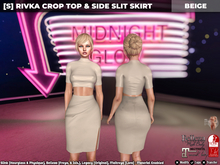 [S] Rivka Crop Top & Side Slit Skirt Beige