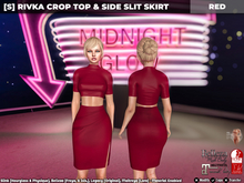 [S] Rivka Crop Top & Side Slit Skirt Red