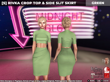 [S] Rivka Crop Top & Side Slit Skirt Green