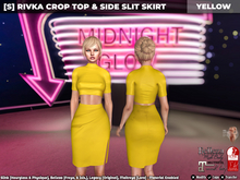 [S] Rivka Crop Top & Side Slit Skirt Yellow