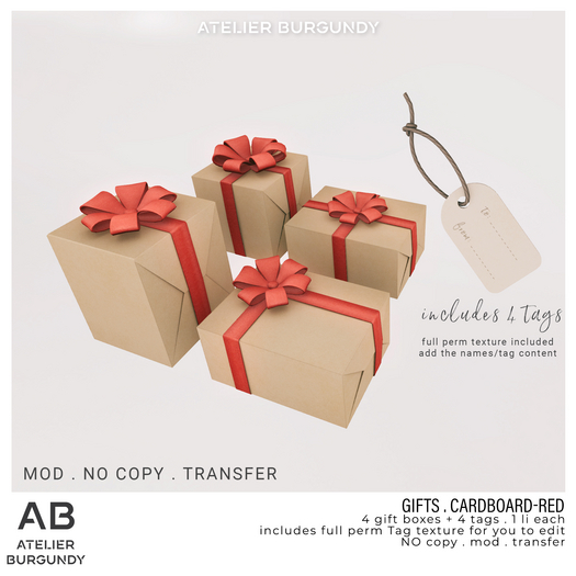 Atelier Burgundy . Gift box Cardboard Red *REZ ME*