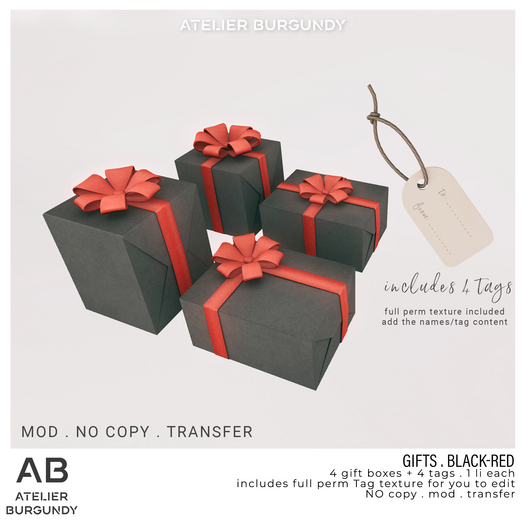 Atelier Burgundy . Gift box Black Red *REZ ME*