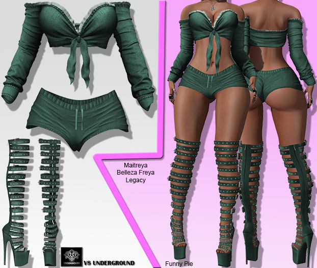 **FUNNY PIE GREEN RISQUE STYLE COMPLET OUTFIT** (WEAR)