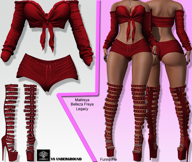 **FUNNY PIE RED RISQUE STYLE COMPLET OUTFIT** (WEAR)