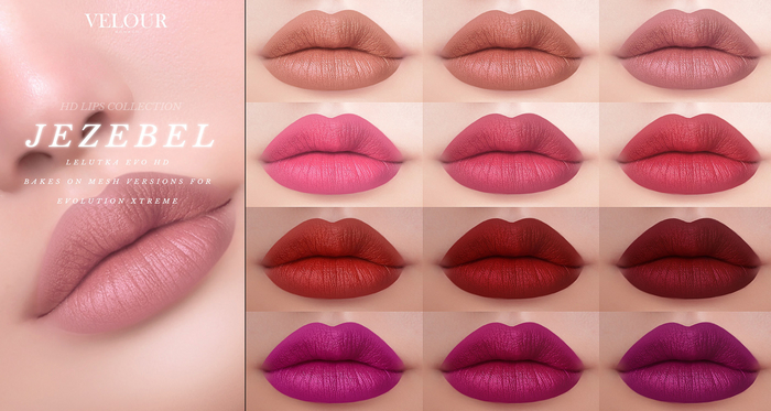 VELOUR: "JEZEBEL" LIPSTICK COLLECTION (LELUTKA EVO HD)