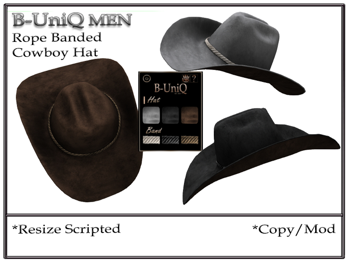 B-UniQ Men - Rope Banded Cowboy Hat