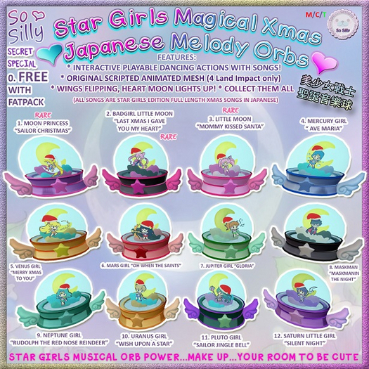03 So Silly Star Girls Xmas Music Orb - LILMoon"KissSanta" RARE