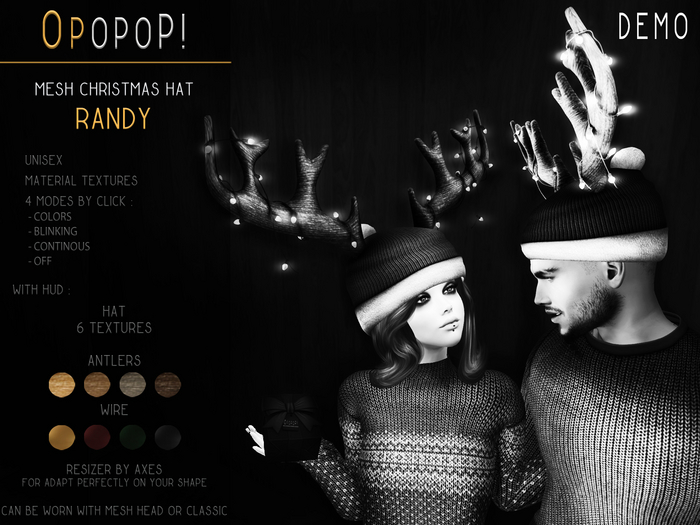 OPOPOP ! Mesh Unisex Christmas Hat RANDY V# DEMO