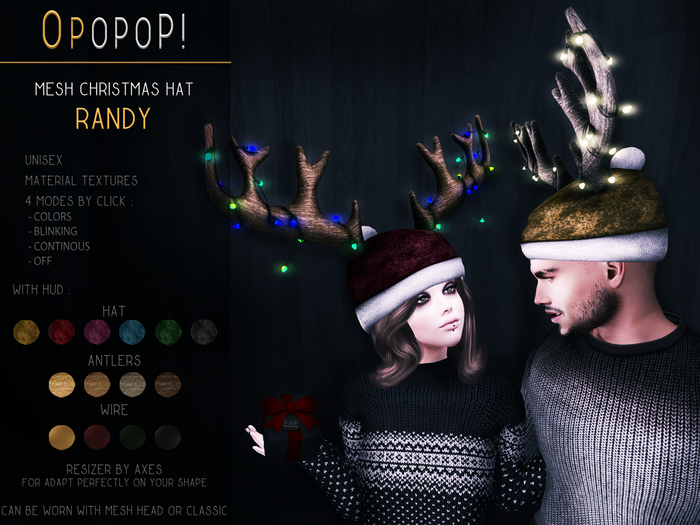 OPOPOP ! Mesh Unisex Christmas Hat RANDY V#2