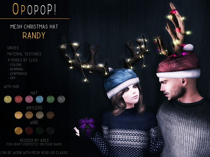 OPOPOP ! Mesh Unisex Christmas Hat RANDY V#3