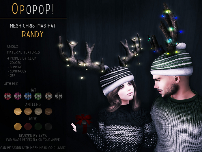 OPOPOP ! Mesh Unisex Christmas Hat RANDY V#4