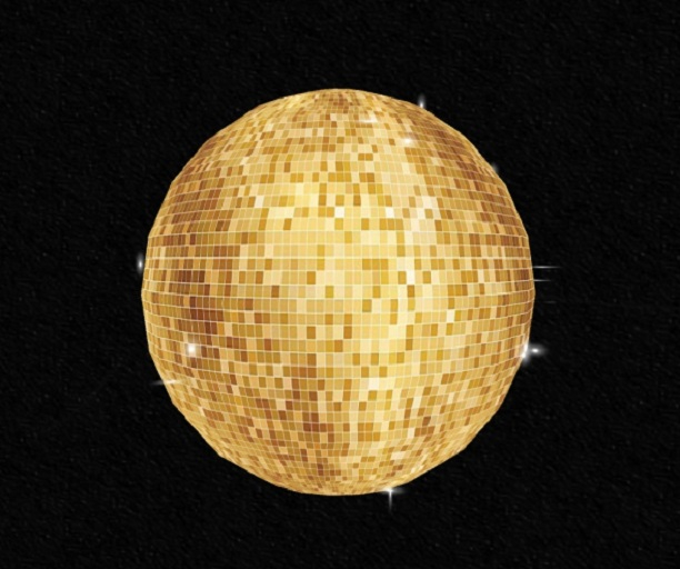 Gold Disco Ball Slow Rotation - Sparkles