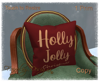 ~R~Holly Jolly Red Christmas Pillow~