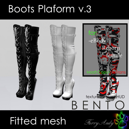Second Life Marketplace - Furry Andy - Boots Platform v3 - eBody Reborn