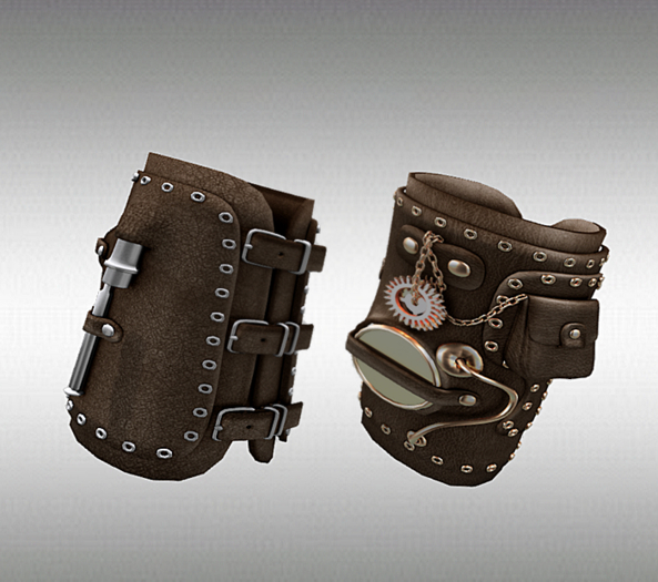 Bracelet Steampunk Leather Cuff brown Color