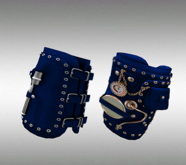 Bracelet Steampunk Leather Cuff blue Color