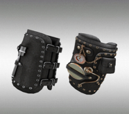 Bracelet Steampunk Leather Cuff black Color