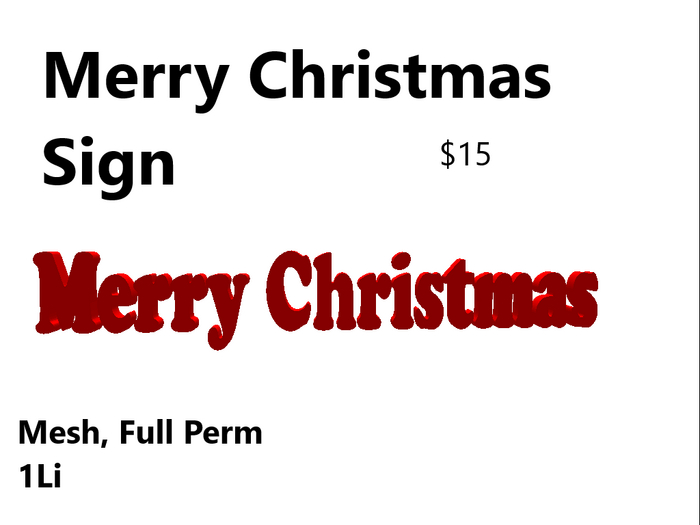 Merry Christmas Mesh Sign Full Perm