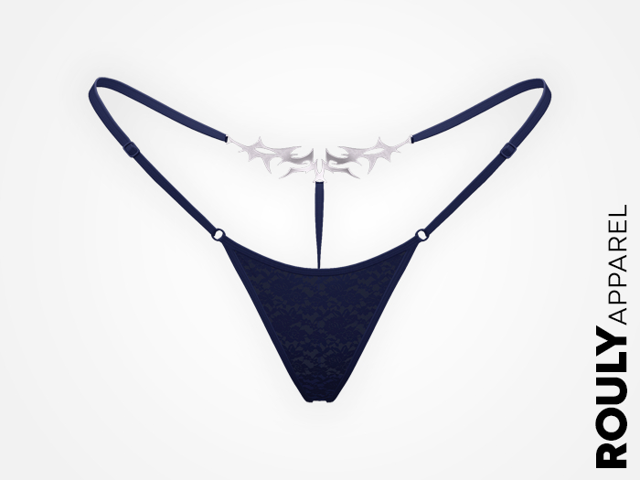 ROULY :: "BladeTattoo" Lace G-String - Navy