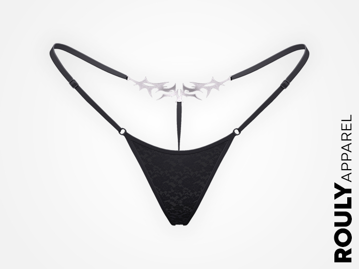 ROULY :: "BladeTattoo" Lace G-String - Gray