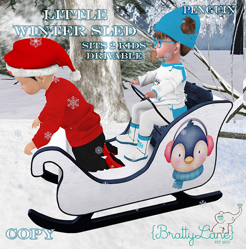 {BL}Little Winter Sled-Penguin