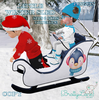 Second Life Marketplace - {BL}Little Winter Sled-Penguin
