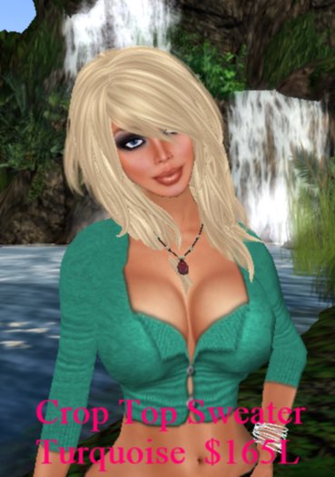 Crop Top Sweater - Turquoise