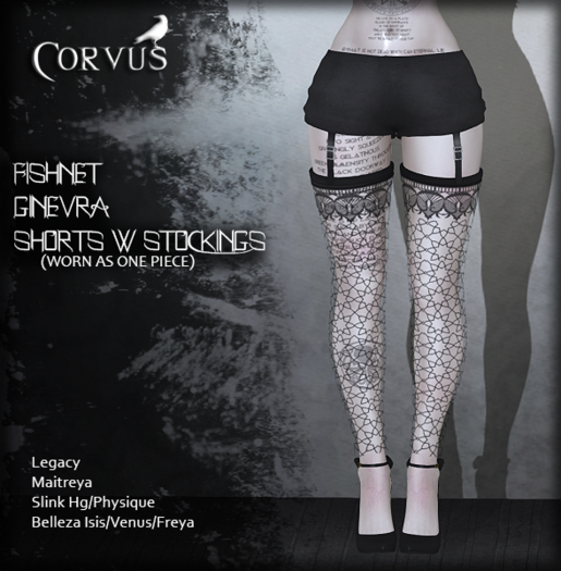 Corvus : Fishnet Ginevra Shorts W Stockings