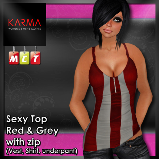 Karma - Top Cross Red and Grey