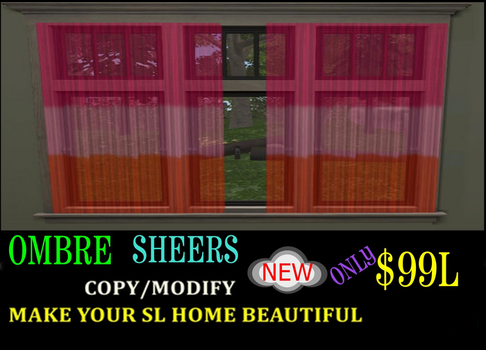 OMBRE SHEERS-PINK WHITE ORANGE