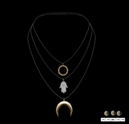 Halskette 3 Schichten Kette Fatima Hand Mond Strass schwarz Farb HUD