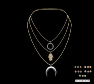 Necklace 3 Layer Chain Fatima Hand Moon Strass 15x Color HUD,full Pack