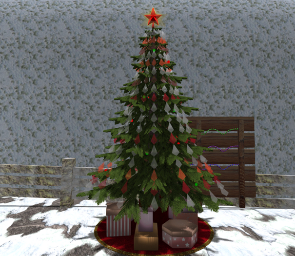 ~FT~ Christmas tree lights red garland w gift boxes