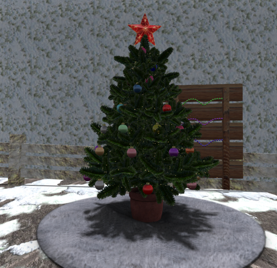 ~FT~ Christmas tree with balls decor on rug 