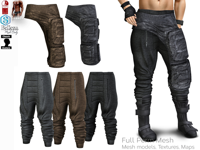 Full Perm Mesh Men's Futuristic Pants Set for Signature Gianni, Belleza Jake, Slink Male, Legacy, Classic Fitmesh