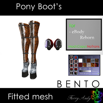Second Life Marketplace - DEMO - Furry Andy - Pony Boots for eBody Reborn