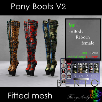 Second Life Marketplace - DEMO - Furry Andy - Pony Boots v2 - eBody Reborn