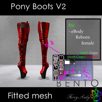 Second Life Marketplace - DEMO - Furry Andy - Pony Boots v2 - eBody Reborn