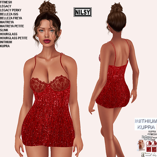TRANSPARENT LACE TOP PAILLETTE DRESS,CL&MESH BODY