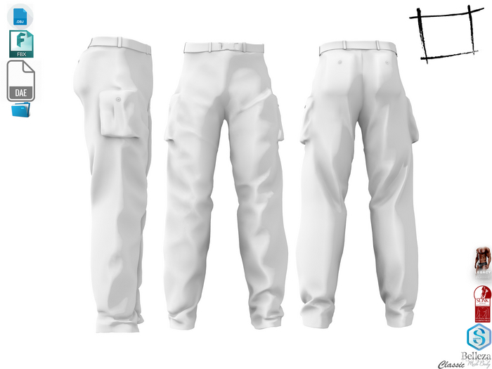Dae Obj FBX Male Cargo Pants With Belt Slink Male, Belleza Jake, Signature Gianni, Legacy, Classic