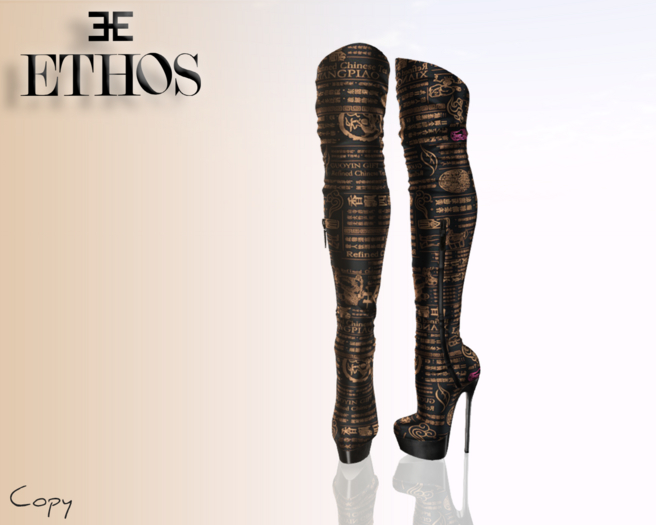 ETHOS knee-high boots Good Chinese Tea 