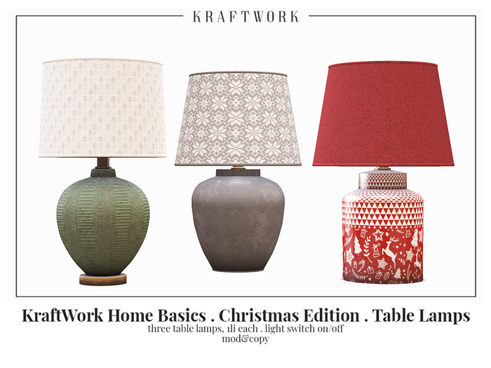 KraftWork Home Basics Christmas Edition Table Lamps (Add Me)