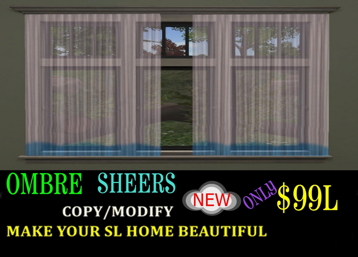 OMBRE 2 TONE SCALLOPED SHEERS-WHITE POWDER BLUE