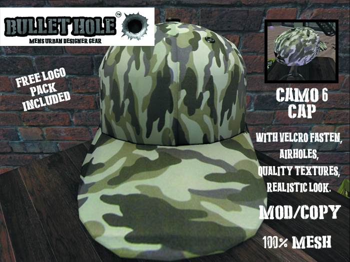 BULLET HOLE ARMED FORCES CAP CAMO 6 BOX