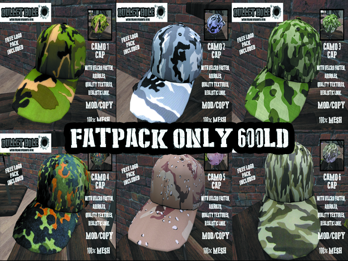 BULLET HOLE ARMED FORCES CAP NEW FATPACK BOX