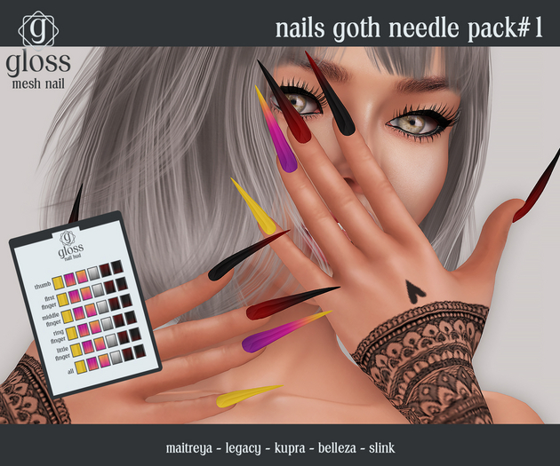 *Gloss* Nails Goth Needle Pack#1