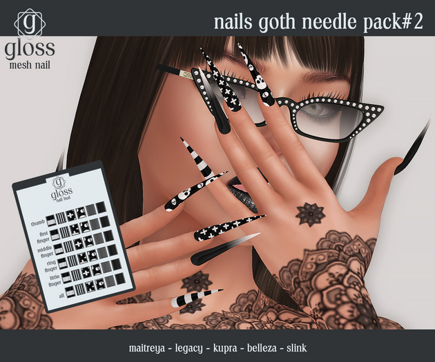 *Gloss* Nails Goth Needle Pack#2
