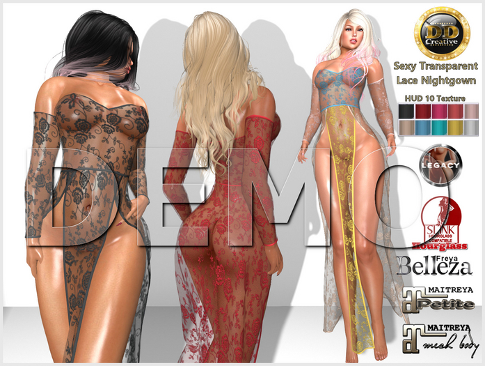 ☾ⅅⅅ☽ ◉ SEXY Transparent Lace Nightgown ◉ [ DEMO ]