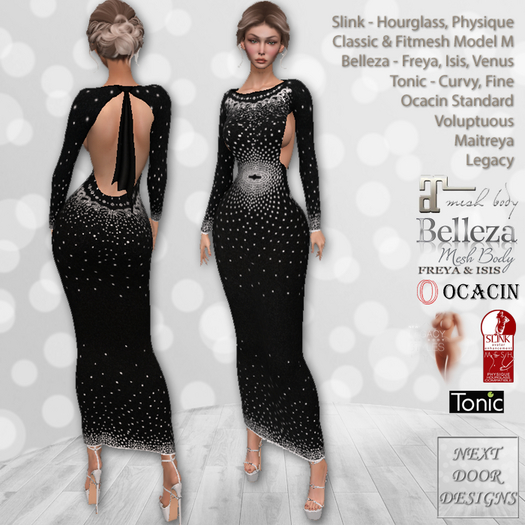 Celebrate Gown Black: Belleza Venus Isis Freya, Maitreya, Legacy, Slink Hourglass Physique, Tonic Curvy Fine, Ocacin