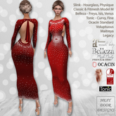 Celebrate Gown Red: Belleza Venus Isis Freya, Maitreya, Legacy, Slink Hourglass Physique, Tonic Curvy Fine, Ocacin